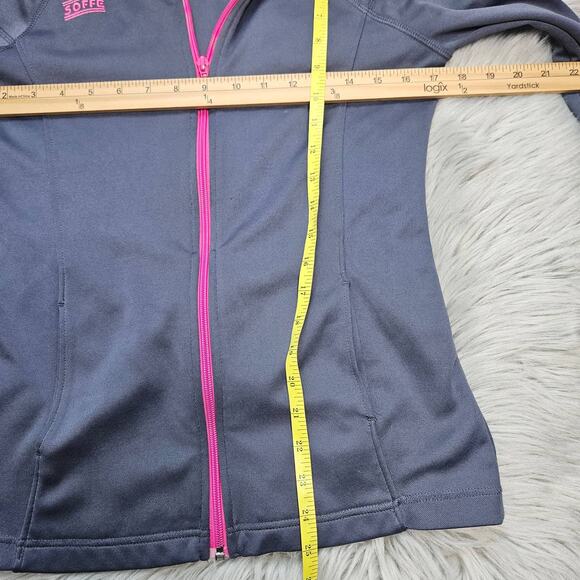 Soffe Size Medium Gray Pink Zip Up Jacket Thumb Holes Collared - Picture 10 of 10